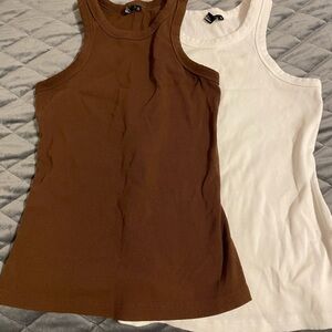 Elegant Brown and White Tank Tops